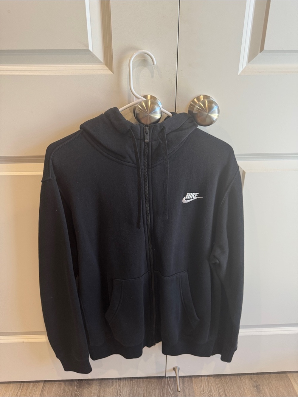 Nike Black Zip-Up Hoodie with White Swoosh
